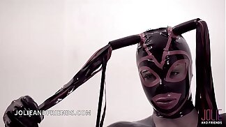 Trans mistress in latex exclusive scene with dominated slave fucked hard