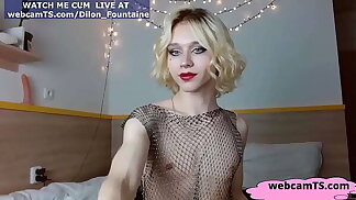 Blonde TS Femboy masturbates live readily obtainable webcamTS.com